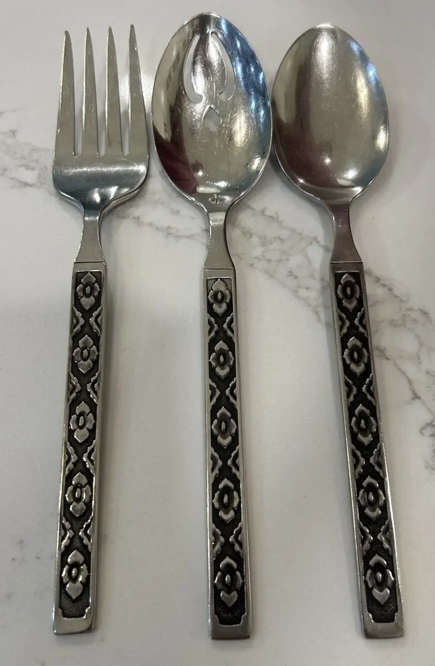 Reed & Barton stainless Caracas lot of 3 Serving Utensils 8.5” Stainless